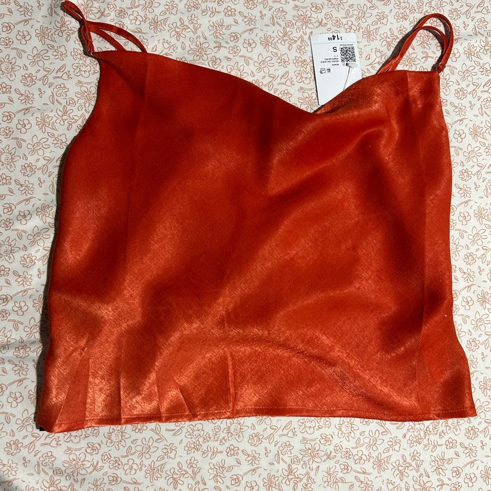 Forever 21 Vibrant Orange Satin Camisole